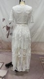 Women's White Lace Maxi Dress