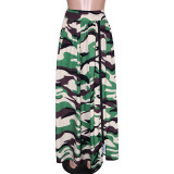 Women's Casual Print Zipped Slit Elastic Waist Maxi Skirt