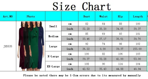 Sexy 3/4 Sleeve Solid Ruffles Office Ladies Midi Dress