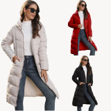 Winter Hooded Women's Button Padded Long Coat