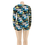 Print Sexy Bodycon Pajamas Rompers Nightwear Onesie
