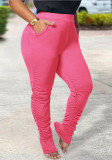 Casual Stack Pants Solid Trendy Ruched Trousers