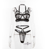 See-Through Black Hollow Out Bra Set Sexy Lingerie Set