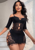 Black Sexy Bunny Girl Off Shoulder Mini Dress Lingerie