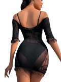 Black Sexy Bunny Girl Off Shoulder Mini Dress Lingerie