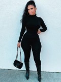 Sexy Tight Black Long Sleeve Plus Size Jumpsuit