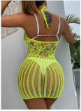 Neon Hollow Out Sleveless Bodycon Mini Dress Sexy Lingerie