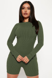 Ribbed Long Sleeve Tight Sports Rompers