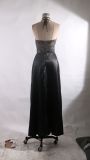 Black Lace Bodice Halter Neck Sleeveless Long Evening Dress