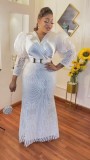 African Style Lace Patchwork Party Evening Dress Elegant Maxi Party Dress
