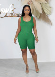 Sexy Contrast Zippered Sleeveless Bodycon Rompers