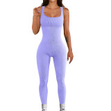 Sports Sleeveless Ribbed Square Neck Jumpsuit