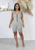 Sexy Contrast Zippered Sleeveless Bodycon Rompers