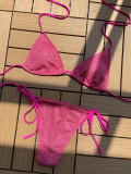 Shiny Wrap Around Tie Sides Bikini Set