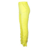 Casual Stack Pants Solid Trendy Ruched Trousers