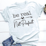 O-Neck Letter Print Short Sleeve Tee-Shirt