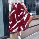 Trendy Printed Pleated A-Line Skirt