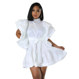 Chic Satin Solid Color A-Line Dress