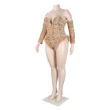 Sexy Plus Size Feather Sequin Rompers