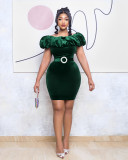 African Style Elegant Belted Bodycon Party Dress