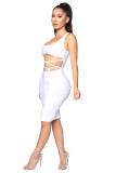 Sexy Lace-Up Cutout Sleeveless Solid Bodycon Dress