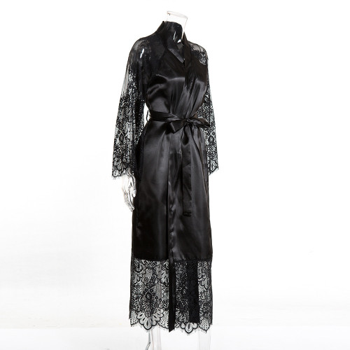 Sexy Lace Splicing Long Robe Nightgown