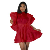 Chic Satin Solid Color A-Line Dress