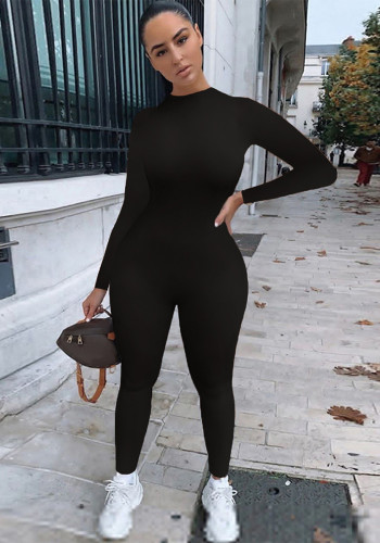 Sexy Solid Slim Fit Long Sleeve Jumpsuit