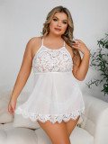 Plus Size Lace Patchwork Sexy Sleeping Nigh Dress Lingerie