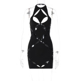 Black Halter Neck Cutout Sexy Short Bodycon Dress
