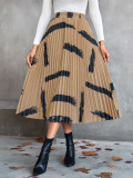Trendy Printed Pleated A-Line Skirt