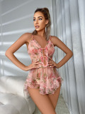 Sexy Floral Mesh See Through Cami Night Dress