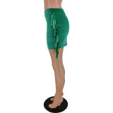 Green Tassel Mini Skirt