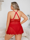 Plus Size Lace Patchwork Sexy Sleeping Nigh Dress Lingerie