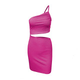 Sexy Cut Out One Shoulder Ruched Bodycon Dress