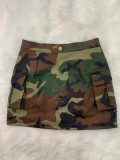 Pockets Zipper Camo Print Sexy Mini Skirt