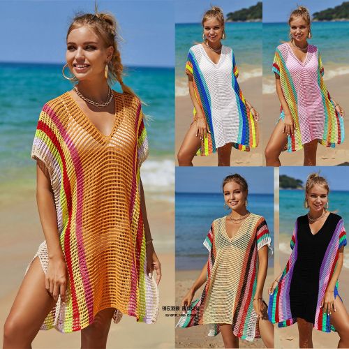 Sexy Multicolor Hollow Out Knitted Holidays Bikini Cover-Ups Beachwear