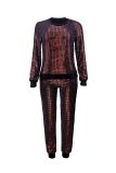 Red O-Neck Long Sleeves Sparkly Top And Sweatpants 2PCS Set