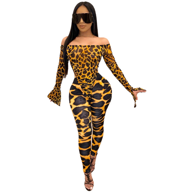 Printed Off Shoulder Bodysuit & Legging Set