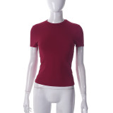 Plain Color O-Neck Short Sleeve Basic T-Shirt Top