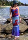 Trendy Print Cami Low Back Slim Long Dress