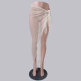 Fashion Sexy Rhinestone Beaded Mesh Skirt Cover-Up