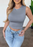 Casual Solid Slim Fit Cropped Tank Top