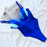 Sexy Color Block Molded Cup One-Piece Swimwear