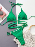 Sexy Green Bikini Beaded Two Piece Swimwear