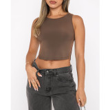 Sexy Solid Comfortbale Slit Sleeveless Cropped Tank Top