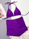Purple Hollow Out Two Piece Swimwear