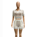 Sexy Sports Shirt and Shorts Two Piece Set