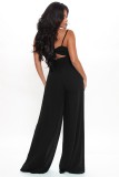 Solid Chiffon Cami Ruched Wide Leg Jumpsuit