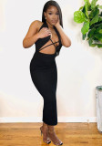 Sexy Halter Cut Out Backless Maxi Dress